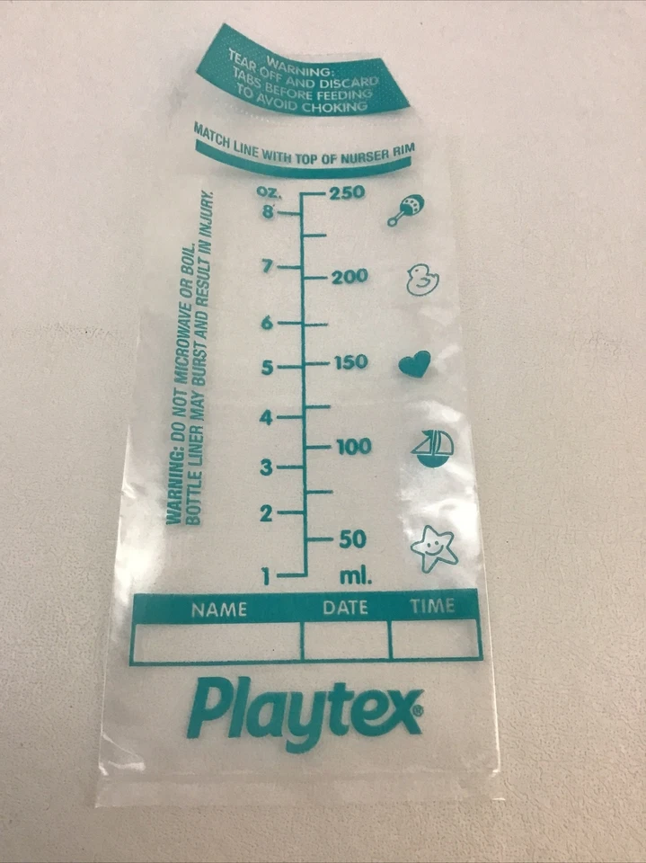 Mamadeira Playtex design roxo drop ins 8 onças mamilo tampa bolsa vintage 1994 - Imagem 2 de 4