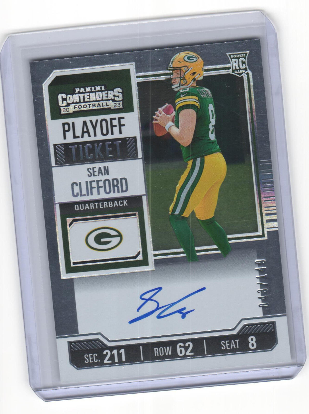 2023 Panini Contenders SEAN CLIFFORD Playoff Rookie Ticket Auto #/149 Packers