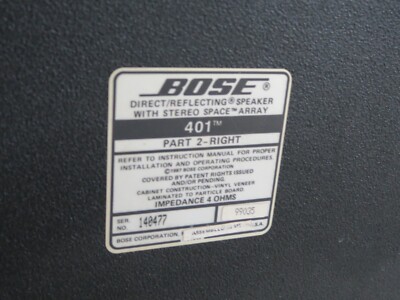 Bose Model 401 Direct Reflecting Speakers Left & Right Working set