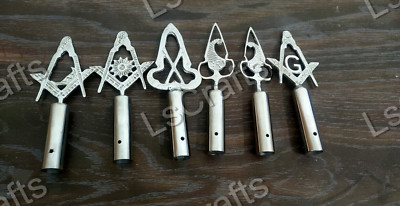 Masonic Blue Lodge Rods & Tops Silver Color Pole Topper 06 PCS