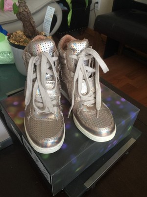 ASH KID GIRLS BABE BIS PLATINE GOLD HIGH TOP WEDGE