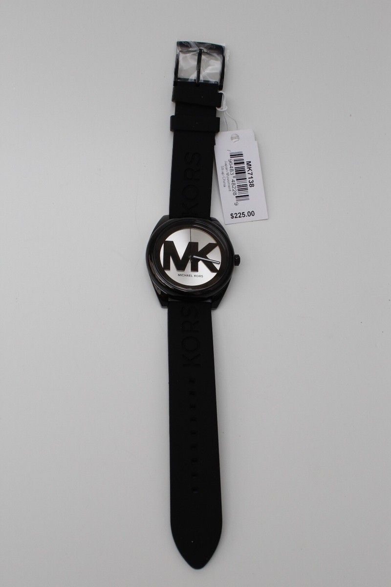 Michael Kors MK7138 Janelle Black Silicone Strap Womens Watch BNWT  