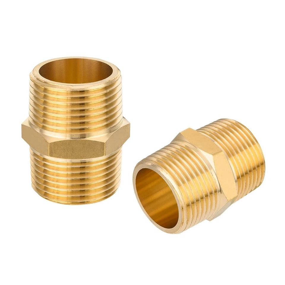 5 PCS EFIELD 1/2" x1/2" Male NPT  Hex Nipple Pipe Adapters ,Brass Fittings - Image 3 of 4