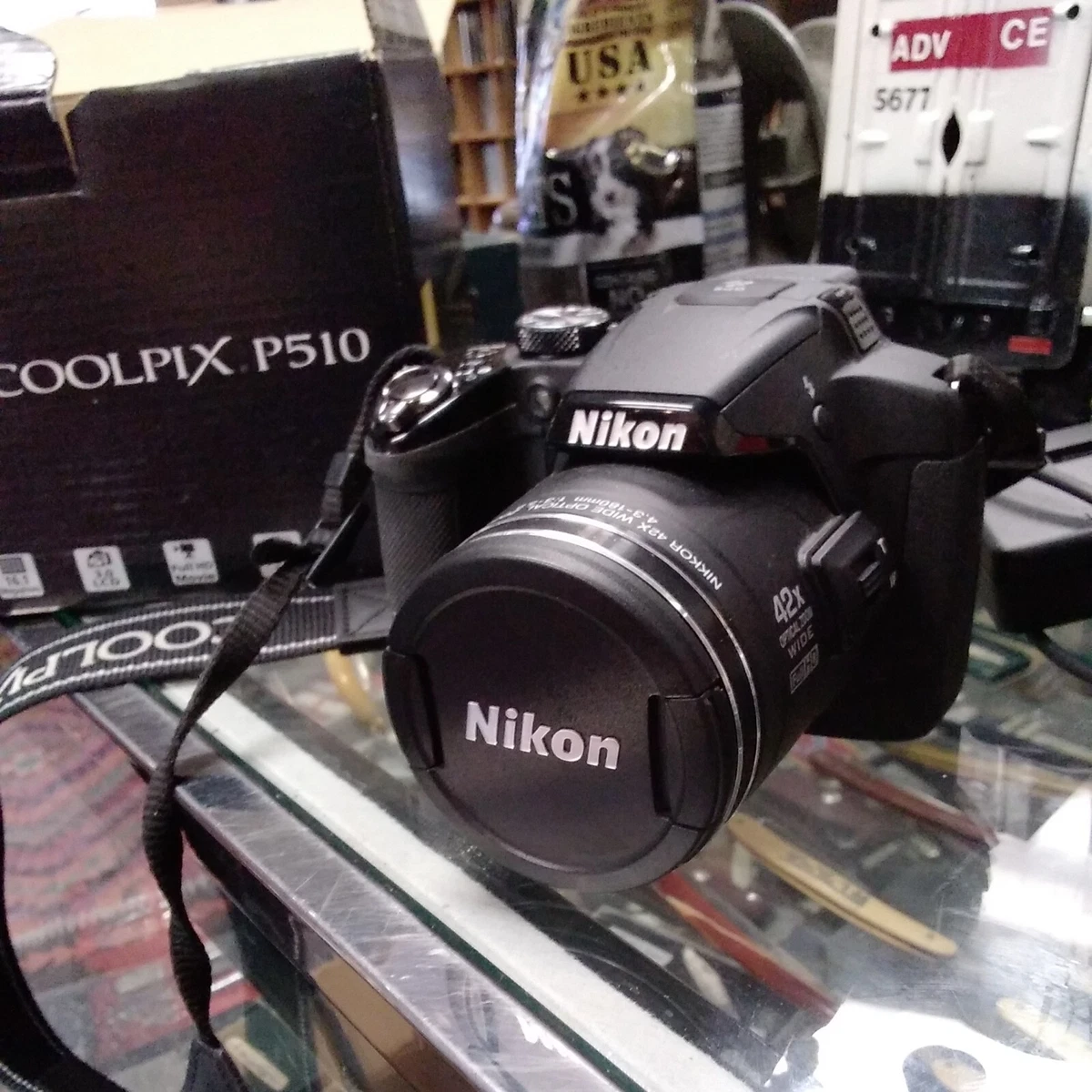 Nikon Coolpix P510 16.1MP Digital Camera w/42x ED VR Zoom ,Charger ,1 battery