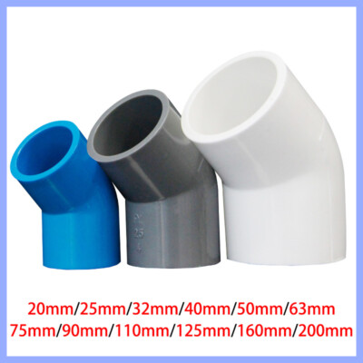 PVC Elbow 45 Degree Pressure Fittings Adhesive Water Pipe Fitting I.D. 20-200mm