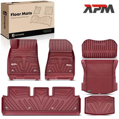 6x Gummimatten Automatten Fußmatten Set Vorne Hinten TPE Rot für Tesla Model 3