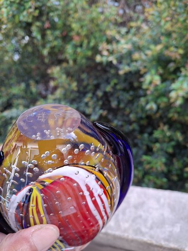VINTAGE DEKORATIVE 50ER JAHRE MURANO SOMMERSO KUNST GLAS KNOSPENVASE 7,75" HT CBJ SIGNIERT - Bild 10 von 12