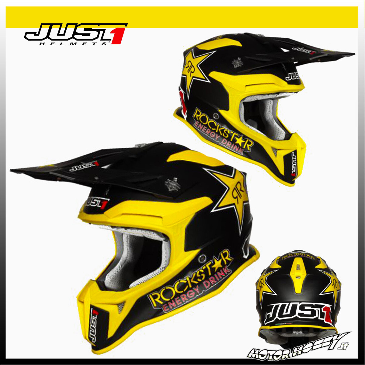 CASCO IN FIBRA CROSS ENDURO JUST1 J18 ROCKSTAR MATT