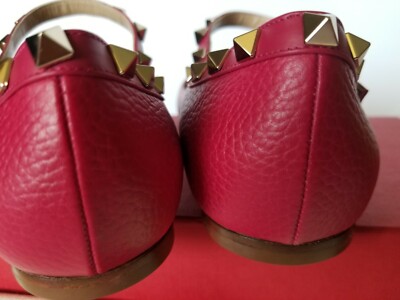 Red Valentinoヴァレンティノ❤︎ PUMP WITH STARS 37 100% AUTHENTIC VALENTINO GARAVANI ANKLE STRAP RED LEATHER