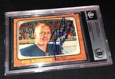 RED BERENSON SIGNED 1966-67 TOPPS #92 CARD BECKETT RANGERS 00012520980