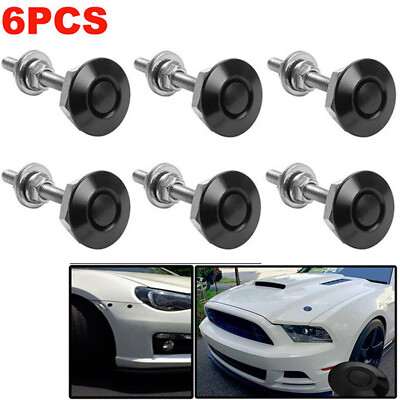 6PCS Motorhaube Pin Push Button Auto Schnellverschluss Haubenschloss Schwarz DE