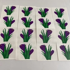 Mrs Grossman’s Vintage  'Crocus' Flowers Stickers Lot Purple Green 2001 4 Sheets