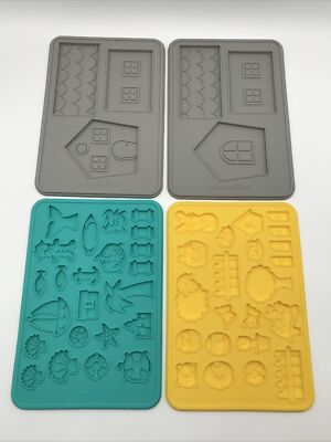 Pampered Chef Silicone Candy Cookie Mold Lot Gingerbread House Sealife  Easter