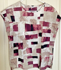 Women "s Multi-color Blouse Short Sleeve Pullover Tunic Tops  sz S/M 39" bust