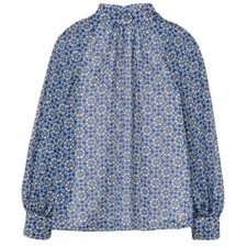 Boden Harriet Blouse Nautical Chiffon Long Sleeve Size 8