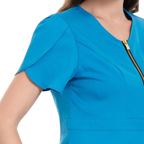 Women Lady Stretch Beauty Nurse Scrub Uniform Short Sleeve Cargo Pant Healthcare - Picture 16 of 32