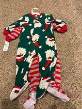 NWT Carter's 2 Pack Footed DARKER Santa Christmas Pajamas Size 12M Just One You