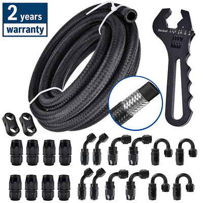 6AN 8AN 10AN 10FT 20FT CPE Braided Nylon Fuel Line with 22pcs Hose end+wrench