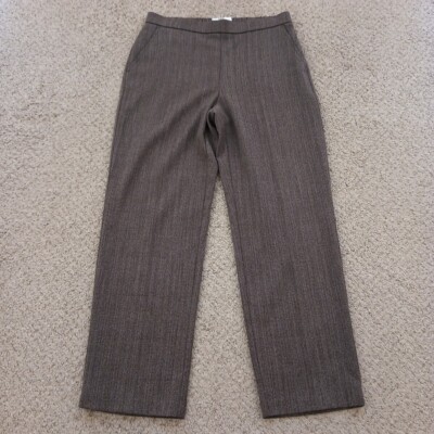 Briggs New York Dress Pants Womens Size 8P Brown Striped Pull On 30x29 Mid  Rise