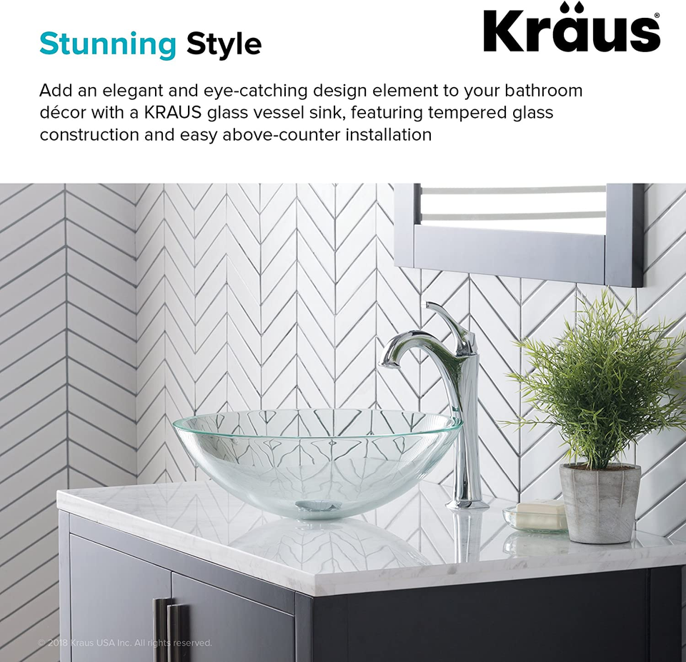 round Clear Glass Vessel Bathroom Sink, 14 Inch GV10114 eBay