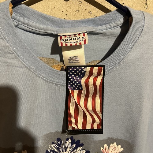 Sonoma NWT America 2002 Light Blue Floral Shirt Women’s Size XL Vintage 2000’s - Picture 3 of 7