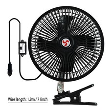 8 Inch 12v Oscillating Car Vehicle Fan Portable Clip-on Cigarette Lighter 2speed