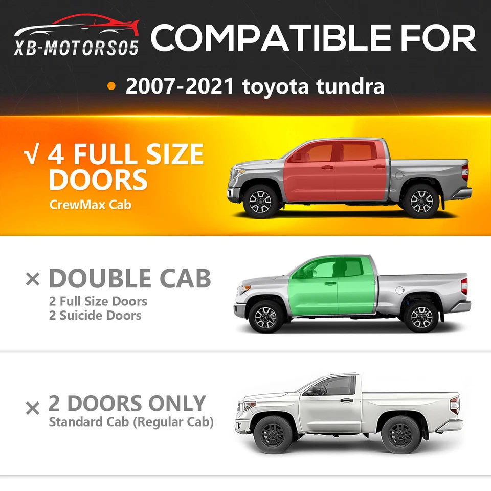 2-Stair Running Boards Side Steps For 2007-2021 Toyota Tundra Crew Max Cab Foto 2 de 4