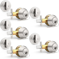 5 Pack Brushed Nickel Keyed Alike Single Cylinder Deadbolts for Entry Doors