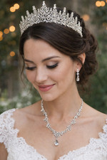 bridal headpiece tiara with jewelry set 3pc- 5