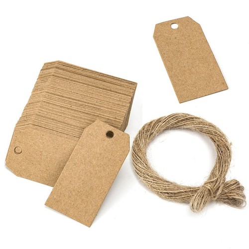Kraftpapier Tags 100 St��ck Geschenkkarte einwickeln Karte Rechteckig Tags - Photo 3/6