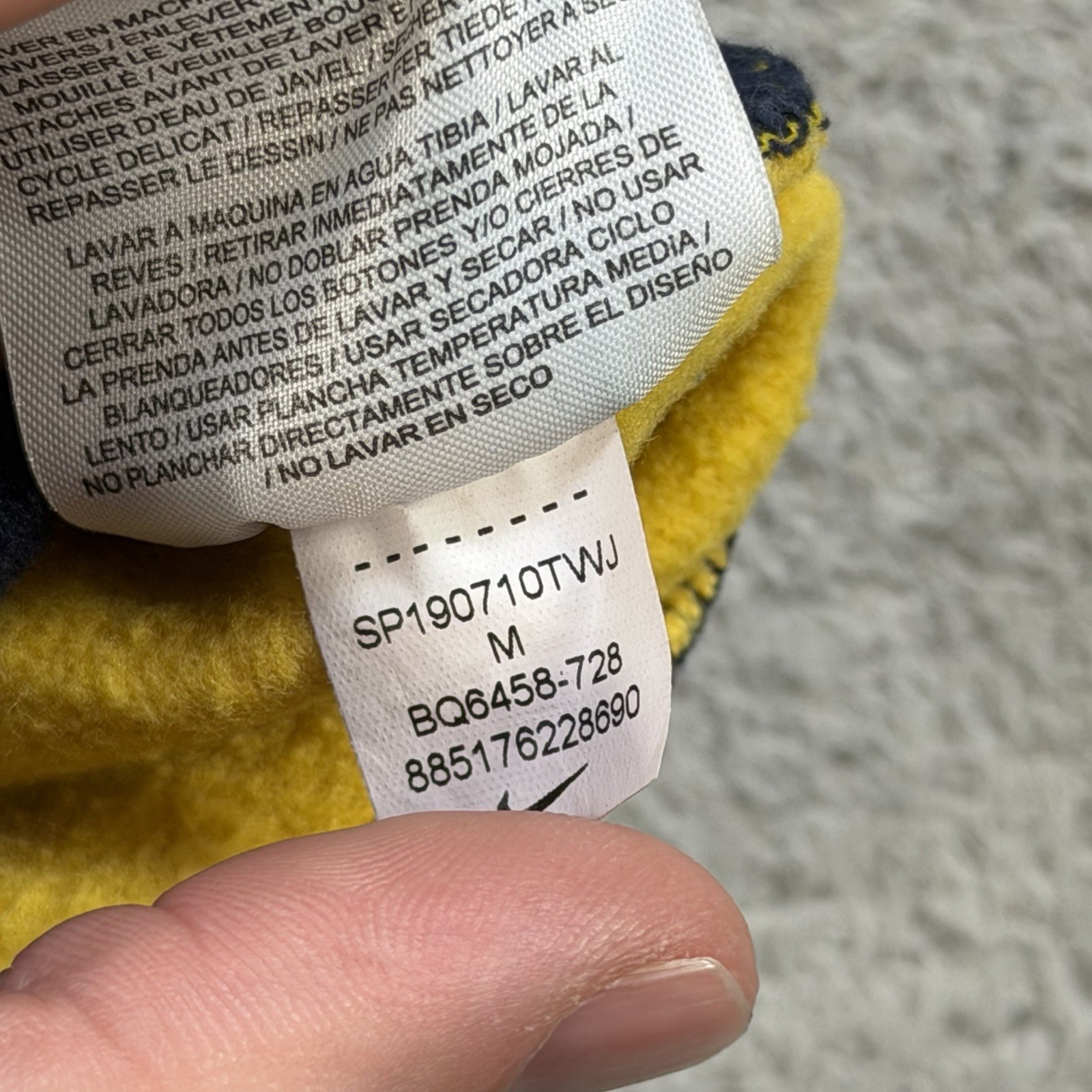 Nike Hoodie Mens Medium Yellow Navy Full Zip Fleece Big Swoosh Jacket Y2K thumbnail 8