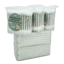 400 PCS Baby Safety Cotton Swabs Large Tips Organic Cotton 5 Pack of 80