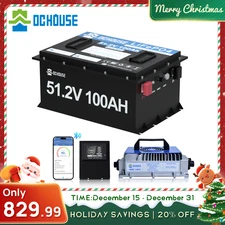48V 100Ah LiFePO4 Golf Cart Battery Sturdy Metal Case Club Car with 18A Charger