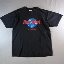Hard Rock Cafe St Thomas Vintage T-Shirt Mens Large Black Made in USA Graphic