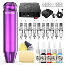 Tattoo Kit, Wormhole Tattoo Pen Kit/Rotary Tattoo Machine Pen for Beginners 1...