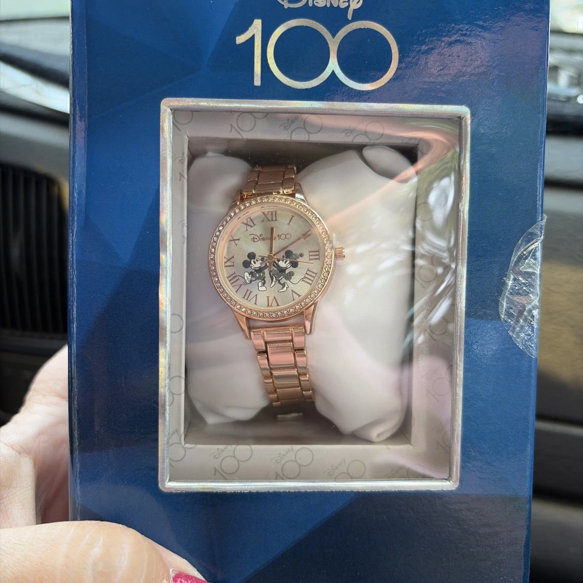 Disney Studios Collection Rose Gold Watch *NEW* In Box by Accutime RARE Diamonique x Disney Classic Mickey or Minnie Watch - QVC.com main image 2