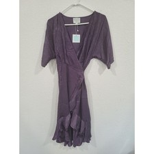 Hayden Los Angeles Women's Size Small Silky Ruffle Belted Wrap Dress Purple  #14