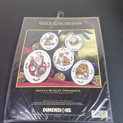 Dimensions Gold Collection Christmas Santa's Wildlife Ornaments Cross Stitch Kit
