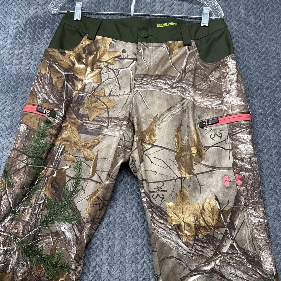 Under Armour Realtree Pants Women Sz 6 Camo Scent Control Hunting Outdoor Pink - Image 2 of 4