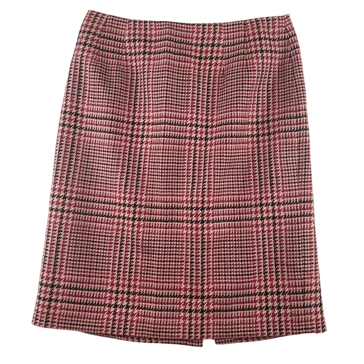 Vintage Talbots Red Houndstooth Wool Skirt Size 10 Preppy Holiday Plaid