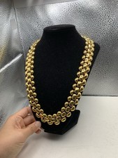 Vintage Signed Napier Pat. 4.744.743 Heavy Chunky Gold Tone Link 22 in Necklace