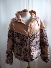 Daunenjacke Wendejacke MARC CAIN Gr.N3 38 Kapuze aprikot-schwarz uni/gemustert