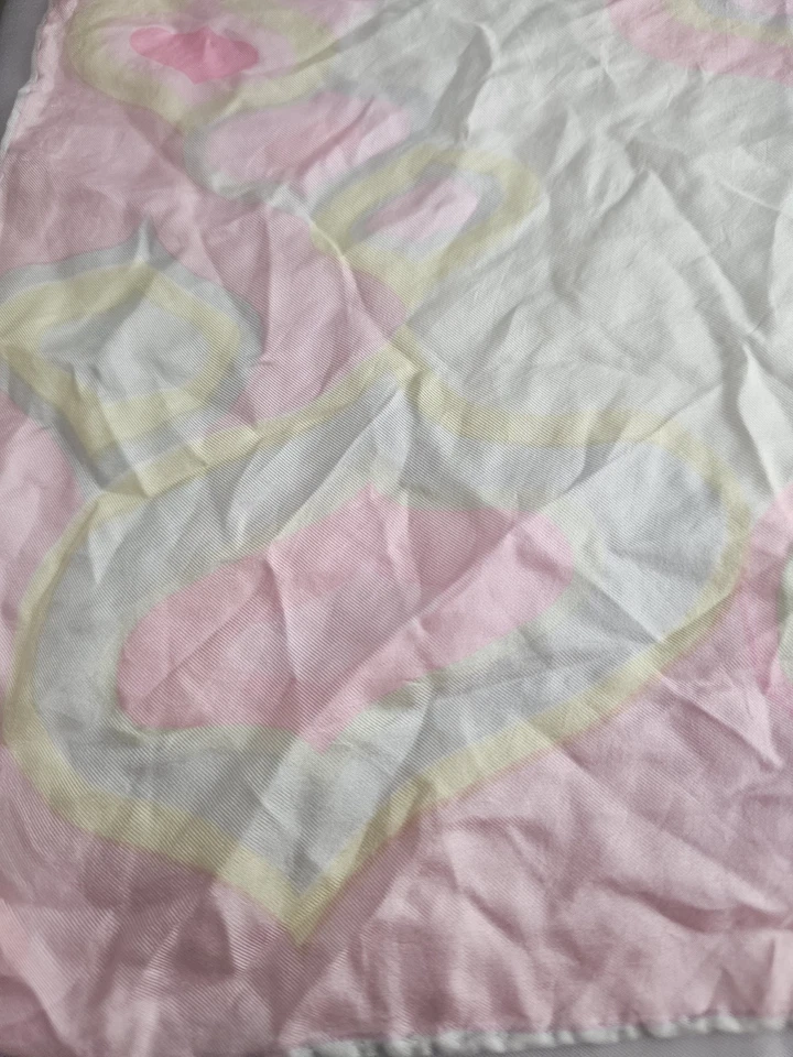 Bufanda Vintage Dessins Opera Paris Rosa Amarillo Cuadrada Art Deco 100% Seda 25x25 Foto 3 de 4