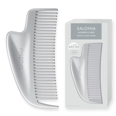 SALONIA Glossy Care Metal Kassa Comb Hair Brush Scalp Care Silver