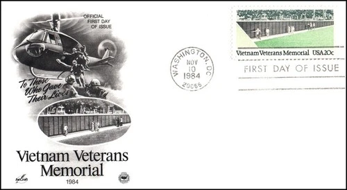 USA FDC - 1984 - Vietnam Veterans Memorial, Scott # 2109, Artcraft