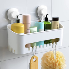 Suction Cup Shower Caddy - No Drilling Removable Shelf - Powerful Organizer Max