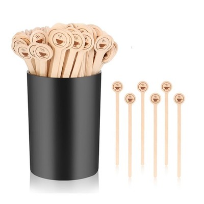 100 Stück Kaffee Rührer und Halter Set 6 Zoll Holz Kaffee Rührstäbchen mit1794