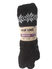 Women's MUK LUKS  Tall Rib Cuff Cabin Socks 2 Pair Pack L/XL Black Checkered