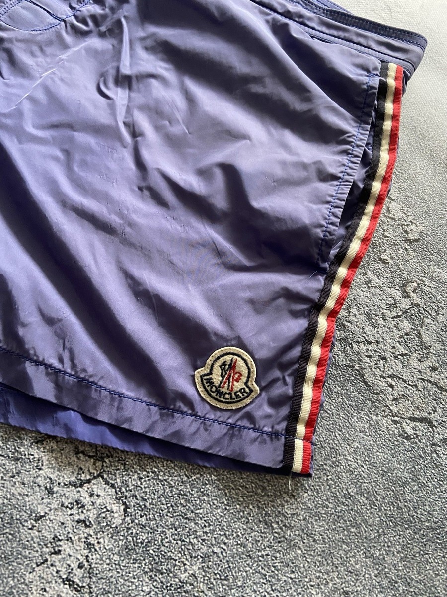 Moncler Men's Swim Shorts Navy Blue Logo Side Stripe Size XL