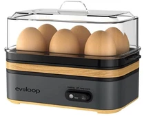 Rapid Egg Cooker Electric 6 Eggs Capacity, Soft, Medium, Hard Boiled, Poacher, O